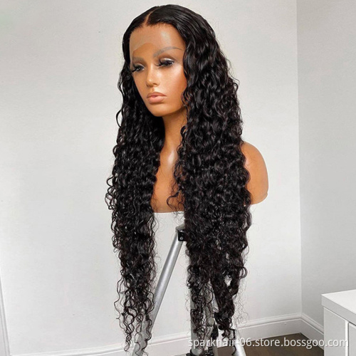 Unprocessed Brazilian Human Hair HD Lace Wig OEM Vendors Water Wave Virgin Cuticle Aligned Full Swiss Lace 100% Human Hair Wig